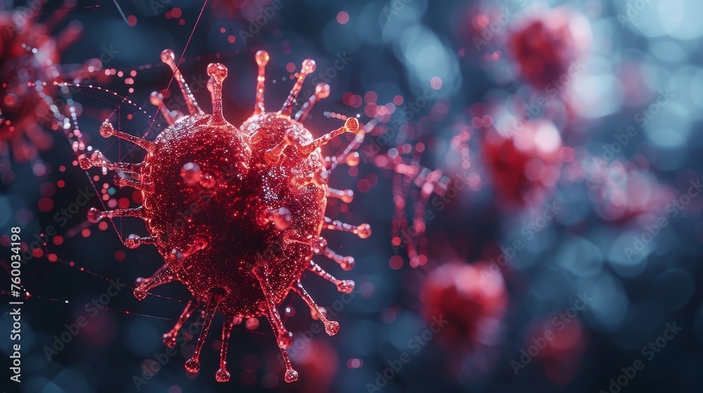 Aufkleber red abstract heart surrounded by futuristic shield designed to protect it from viruses. healthcare m