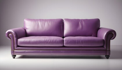 Empty purple sofa isolated on white background
