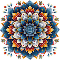 Mandala, colorful illustration style in the style of vector graphics, on white background,