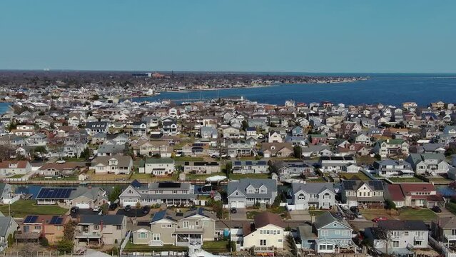 South shore of Long Island coast , New York houses canals great south bay blue 4K