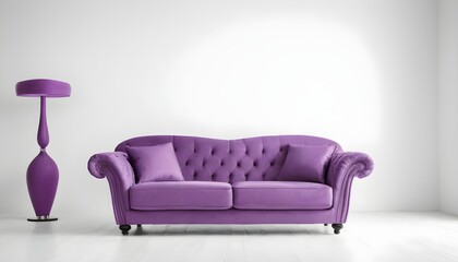 Modern design purple sofa isolated on white