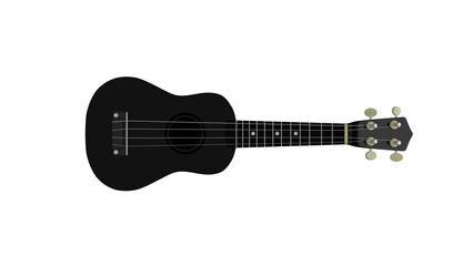 Black ukulele instrument isolated on transparent and white background. Music concept. 3D render