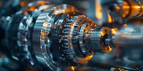 Foto op Plexiglas Hightech lathe operation with precise control and skilled engineer expertise. Concept High-tech Lathe, Precision Control, Skilled Engineers, Manufacturing Expertise © Ян Заболотний