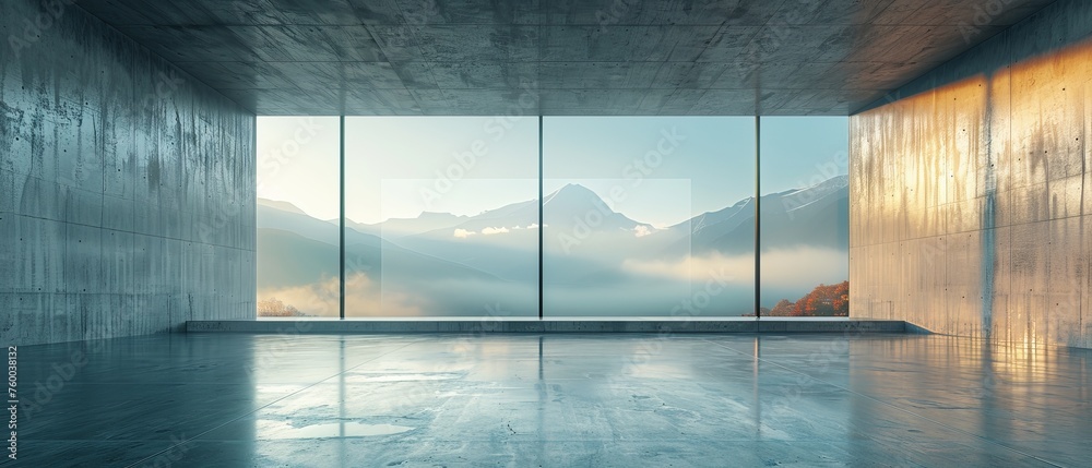 Leinwandbilder the background for a car presentation is a 3d of a modern architecture with an empty concrete wall a