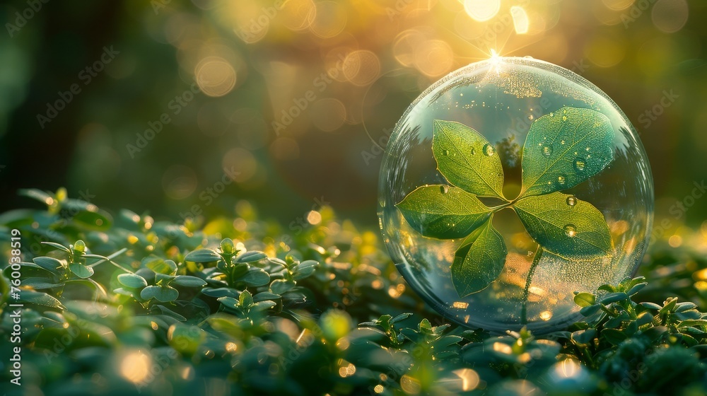 Poster natural abstract backgrounds for your design. green world into the bubble.