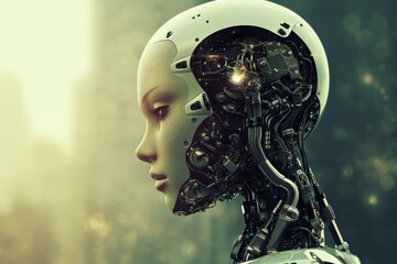 Artificial intelligence. Robot computer idea. Generate Ai