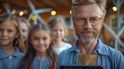 Students in an elementary school classroom are shown in this video learning how wind turbines work. The teachers are holding tablets so they can explain to them how they work. Students are learning