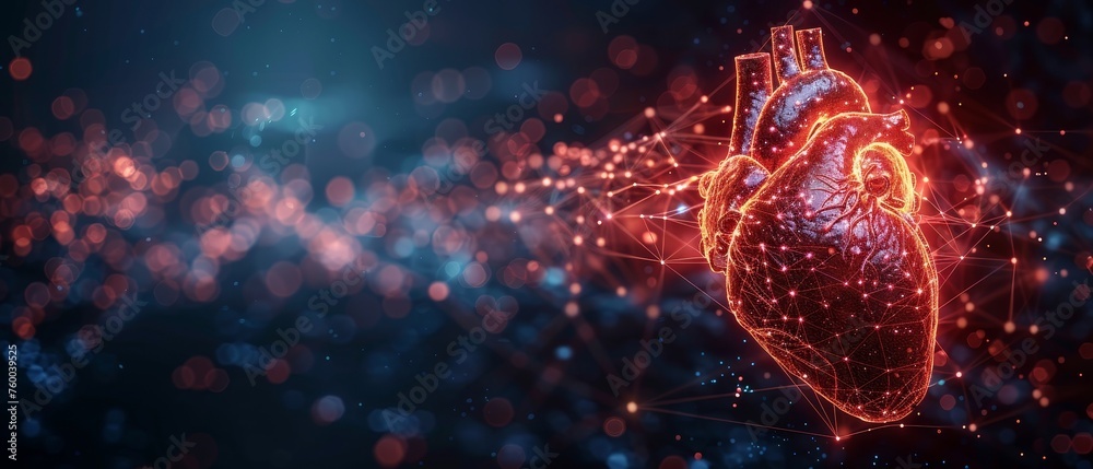 Aufkleber heart healthcare concept. low poly style. geometric background. wireframe connection structure. mode