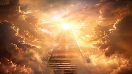 stairway to heaven in glory, gates of Paradise, meeting God, symbol of Christianity