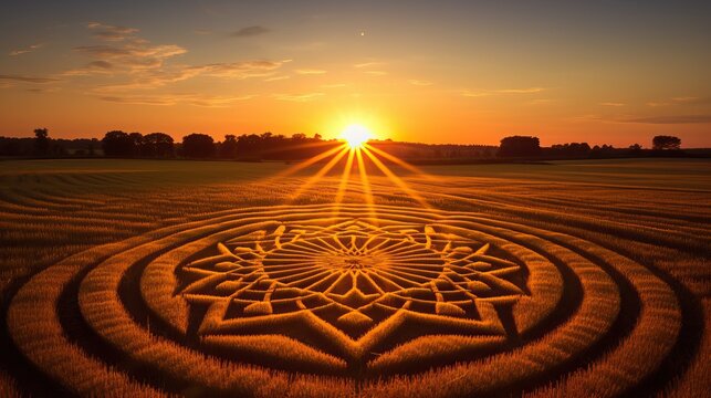Amazing sunset at a crop circle.


