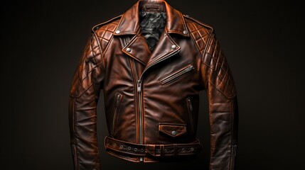 An expensive iconic leather jacket in vintage style.


