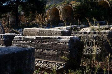 Ancient Roman ruins, columns and ornament