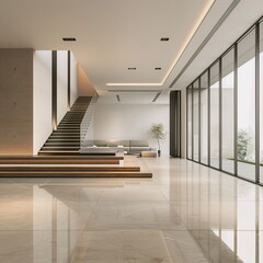 Modern and light house hall with empty walls