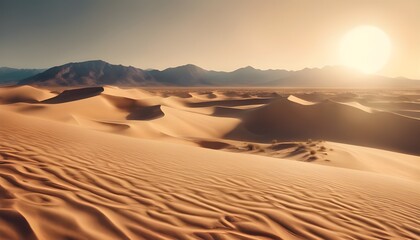 Fototapeta na wymiar Golden Dunes: Majestic Desert Vista Under the Sun's Embrace