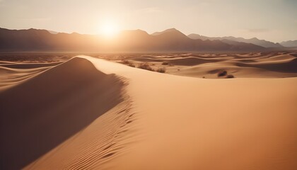 Fototapeta na wymiar Golden Dunes: Majestic Desert Vista Under the Sun's Embrace