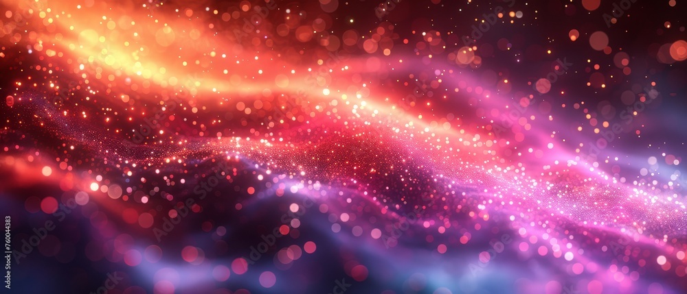 Poster Luminous neon elements illuminated by neon leds. Abstract futuristic background.