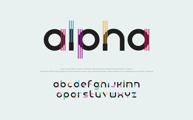 Fototapeta na wymiar Alpha Modern abstract digital alphabet font. Minimal technology typography, Creative urban sport fashion futuristic font and with numbers. vector illustration