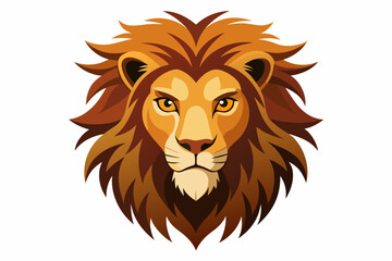  A cool lion's head with brown mane, vector illustration artwork 