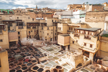 Chouara Tannery in the city of Fez, Morocco