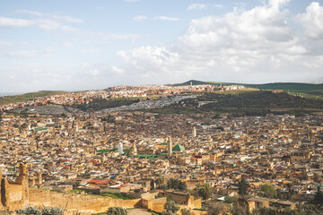 The city of Fez from the Marinids tombs, Morocco