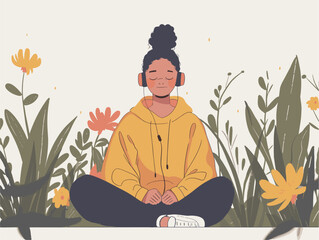  A person listens to a podcast on mindfulness techniques actively seeking tools to manage stress and improve their mental well-being. 