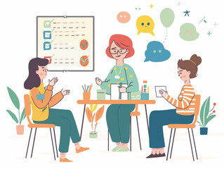  A teacher leads a classroom discussion on mental health fostering awareness and understanding of these important issues. 