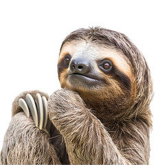 portrait foto of sloth on white background

