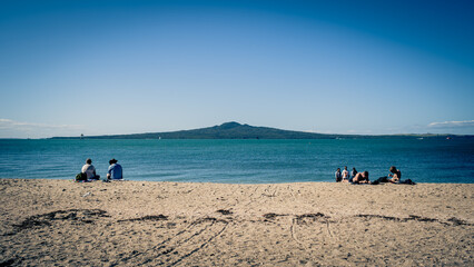 Beautiful blue ocean beach in Auckland, New Zealand,