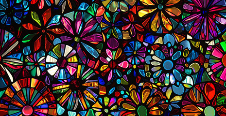 Colorful stained glass background. Vector seamless pattern. Colorful mosaic.AI.