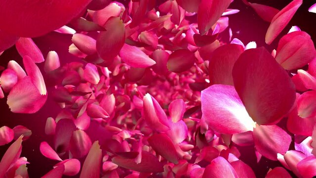 Looped animation of rose petals