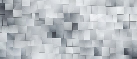 A closeup of a grey brick wall with rectangular patterns made of composite material. The symmetry and texture create a visually striking building facade - obrazy, fototapety, plakaty