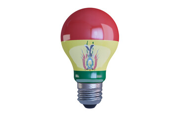 Red-Topped Light Bulb with Bolivian Coat of Arms Design on Yellow and Green Background