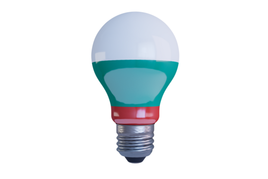 Innovative Conceptual Lightbulb with Bulgaria's Flag Colors on a Black Background