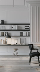Modern home office with empty walls