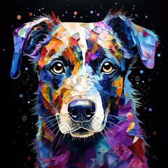 A dazzling dog portrait in crushed glass