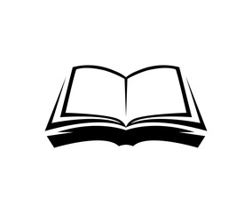 Creative black open book icon logo