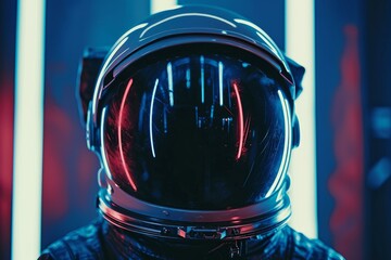 Astronaut helmet. Future discovery space. Generate Ai