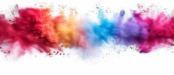 Clouds of vibrant powdered colors explode in a rainbow cascade, a spectacle of pigment and joy