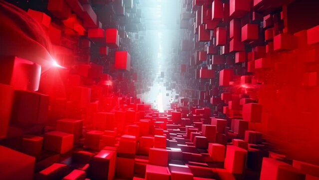 Abstract 3D illustration of a futuristic background with cubes and light, the fourth dimension wallpaper, AI Generated