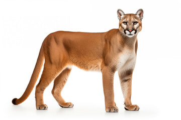 Puma over isolated white background. Animal