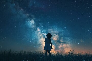Astronomer starry sky blue night. Telescope star. Generate Ai