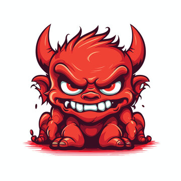 Red Devil vector and illustration. monster in Hallo