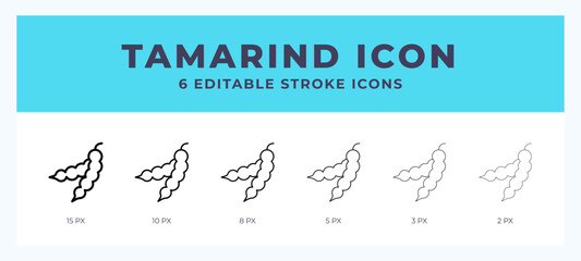Fototapeta premium Tamarind icon illustration vector with editable stroke.