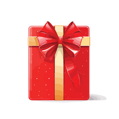 Red gift box with tag flat vector illustration islo