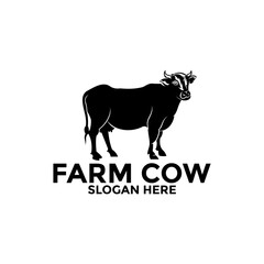 Cow black silhouette logo isolated on white background. cow farm logo Vector illustration