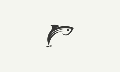 fish icon simple monogram logo design vector illustration