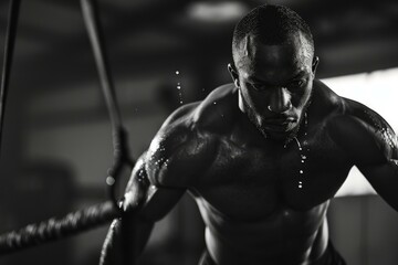 Fototapeta na wymiar Athlete intense training gym. Man person strong battle muscular. Generate Ai