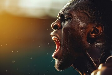 Athlete man scream energy. Fit heavy. Generate AI
