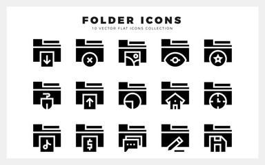 15 Files and Folders Glyph icon pack. vector illustration.