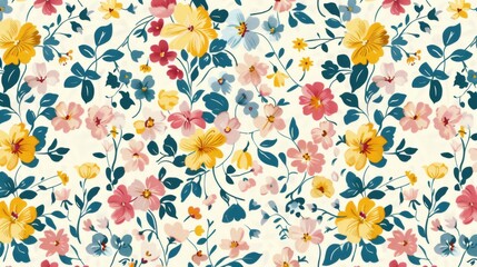 Seamless background with ditsy florals